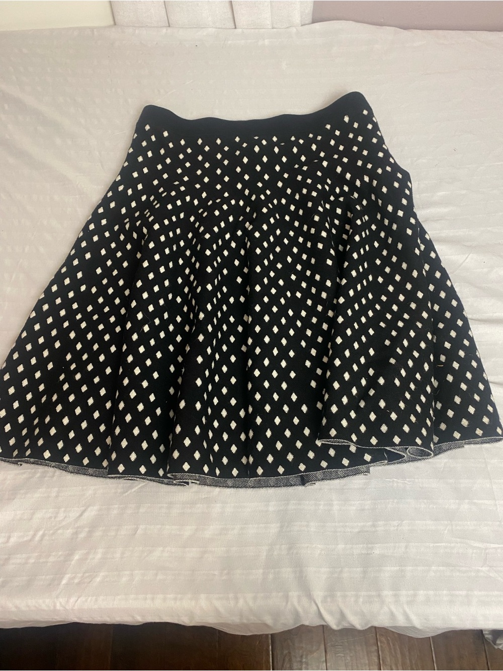 Grace Elements Black Skater Skirt with White Diamond Print